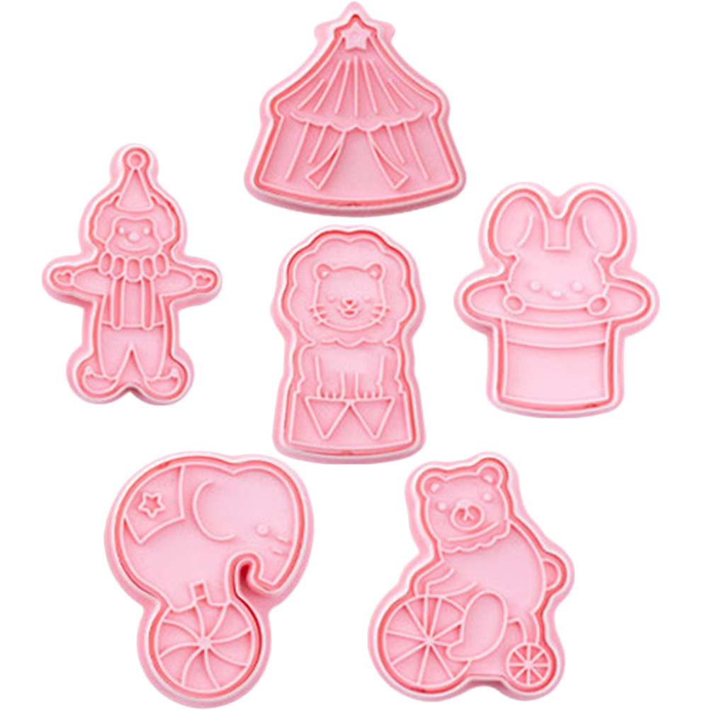 Baking Kitchen Diy - 6Pcs Cetakan Kue Plastik Bentuk Sirkus,